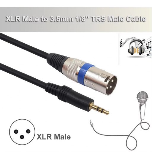 XLR Male To 3.5mm Jake Stereo Male Plug Connector Cable to Microphone XLR Audio 3Pin Jack Speaker 3M
