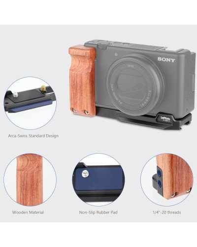 LEFTFOTO ZV-1 II Handgrip L Bracket Wooden Side Handle for Sony ZV-1 II/ZV-1/ZV1F/ZV-1M2/ZV-1 Mark II