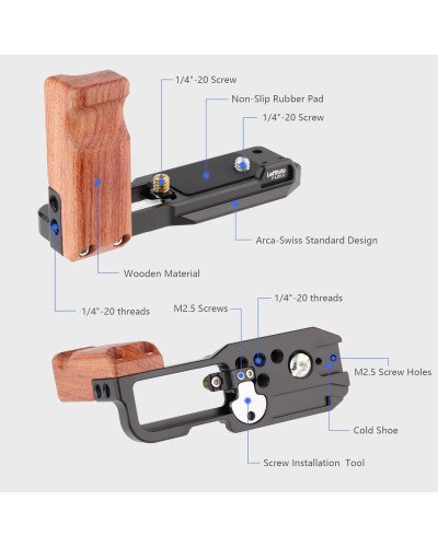 LEFTFOTO ZV-1 II Handgrip L Bracket Wooden Side Handle for Sony ZV-1 II/ZV-1/ZV1F/ZV-1M2/ZV-1 Mark II
