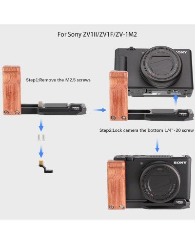 LEFTFOTO ZV-1 II Handgrip L Bracket Wooden Side Handle for Sony ZV-1 II/ZV-1/ZV1F/ZV-1M2/ZV-1 Mark II