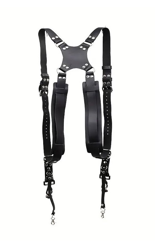 Leather Dual Camera Strap Harness QR Multi Gear Camera Shoulder Adjustable