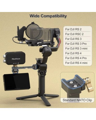 Minifocus Monitor Mounting Support with NATO Clamp for DJI RS 2 RSC 2 RS 3 RS 3 Pro RS 3 Mini RS 4 or RS 4 Pro Gimbal
