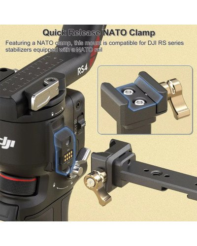 Minifocus Monitor Mounting Support with NATO Clamp for DJI RS 2 RSC 2 RS 3 RS 3 Pro RS 3 Mini RS 4 or RS 4 Pro Gimbal