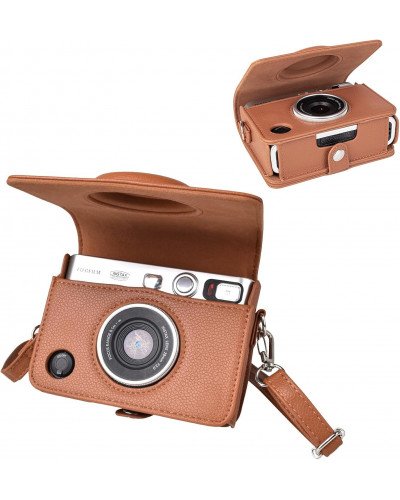 Leather Camera Case for FUJIFILM Instax Mini Evo With Shoulder Strap (Brown) Leather Camera Case for FUJIFILM Instax Mini Evo With Shoulder Strap (Brown)