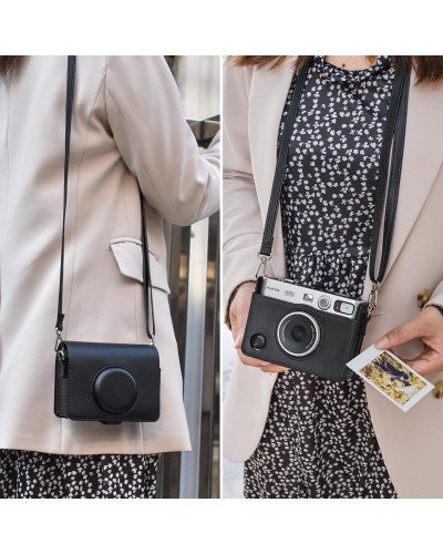 Leather Camera Case for FUJIFILM Instax Mini Evo With Shoulder Strap (Black) Leather Camera Case for FUJIFILM Instax Mini Evo With Shoulder Strap (Black)