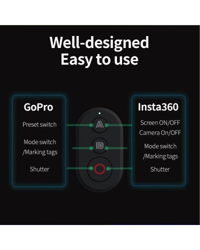 Wireless Remote Control For Insta360 X2/X3/X4/X5/Go3/S/ACE Pro/Pro2 Gopro 13/12/11/10/9/8