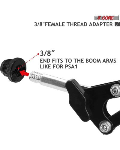 Black Plastic 5/8" M-3/8" F Mic Screw Thread Adapter for Mic Microphone Stand