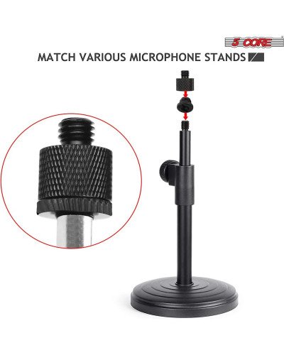 Black Plastic 5/8" M-3/8" F Mic Screw Thread Adapter for Mic Microphone Stand
