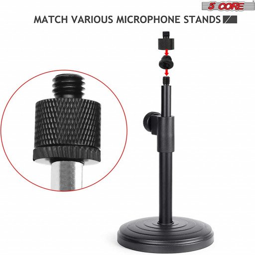 Black Plastic 5/8" M-3/8" F Mic Screw Thread Adapter for Mic Microphone Stand