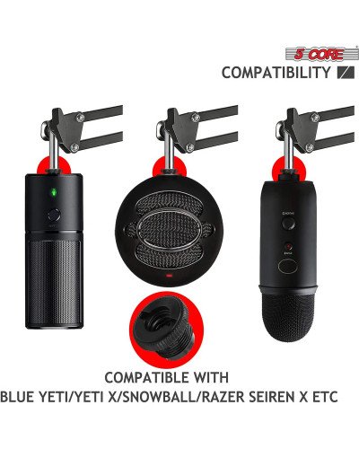 Black Plastic 5/8" M-3/8" F Mic Screw Thread Adapter for Mic Microphone Stand