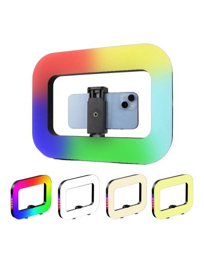 YM-200 RGB Rechargeable 20W Selfie Portable Ring Light Phone Adjustable Fill Ring Light