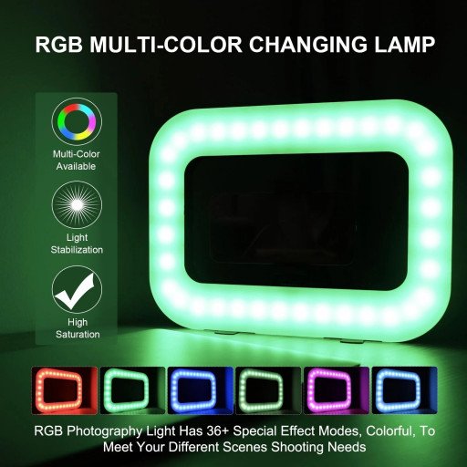 YM-200 RGB Rechargeable 20W Selfie Portable Ring Light Phone Adjustable Fill Ring Light
