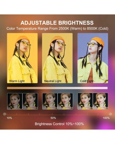 YM-200 RGB Rechargeable 20W Selfie Portable Ring Light Phone Adjustable Fill Ring Light