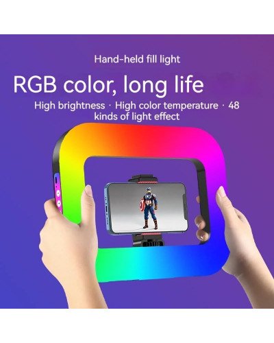 YM-200 RGB Rechargeable 20W Selfie Portable Ring Light Phone Adjustable Fill Ring Light