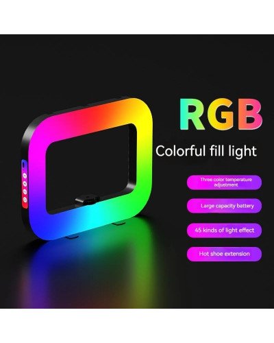 YM-200 RGB Rechargeable 20W Selfie Portable Ring Light Phone Adjustable Fill Ring Light