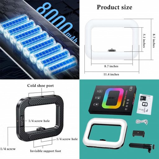 YM-200 RGB Rechargeable 20W Selfie Portable Ring Light Phone Adjustable Fill Ring Light