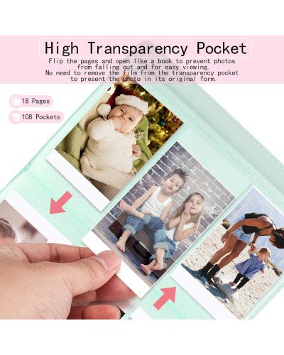 Instax Mini Film Photo Book Album 108 Pockets for Fujifilm Instax Film 7/8/9/10/11/12/Evo (Mint Green) Instax Mini Film Photo Book Album 108 Pockets for Fujifilm Instax Film 7/8/9/10/11/12/Evo (Mint Green)