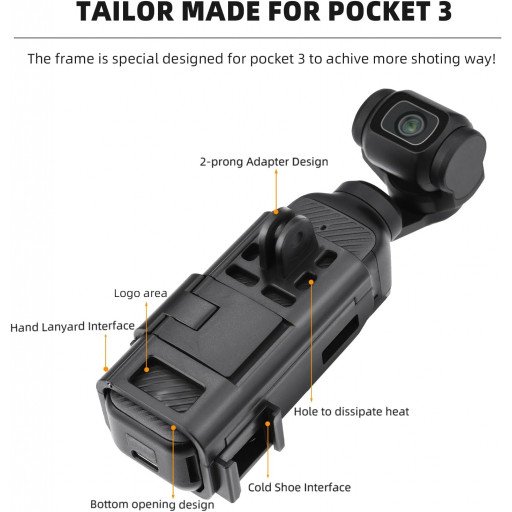 Pocket 3 Magnetic Mount Magnet Bracket Expansion Adapter Holder with Cold Shoe
