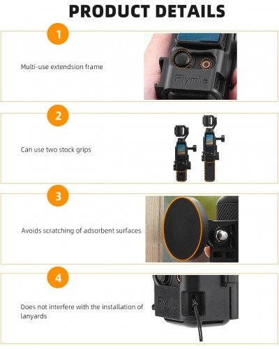 Pocket 3 Magnetic Mount Magnet Bracket Expansion Adapter Holder with Cold Shoe