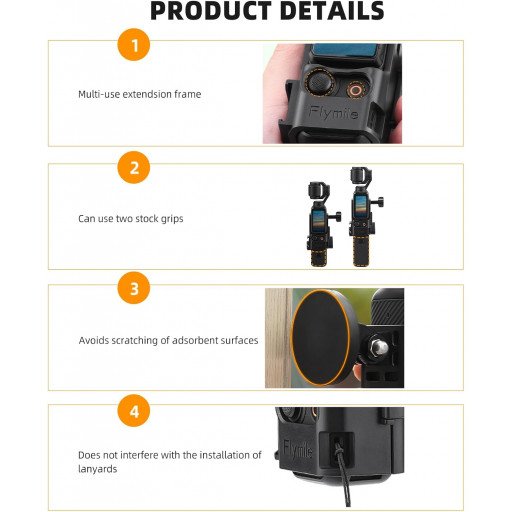 Pocket 3 Magnetic Mount Magnet Bracket Expansion Adapter Holder with Cold Shoe