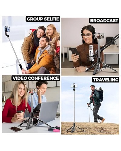Selfie Stick R1-L with Tripod Stand 67 Inch Long with 7 Section Stable Base Bluetooth Remote