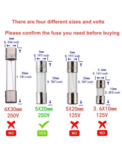 Fast Blow Fuse 5Amp 250V Glass Fuses (4Pc) Fast Blow Fuse 5Amp 250V Glass Fuses (4Pc)