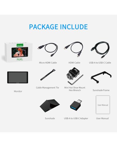 FeelWorld P6XL 6" 1200nit On-Camera Field Monitor with Built-In Battery