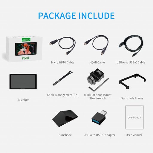 FeelWorld P6XL 6" 1200nit On-Camera Field Monitor with Built-In Battery