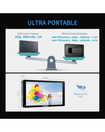 FeelWorld P6XL 6" 1200nit On-Camera Field Monitor with Built-In Battery