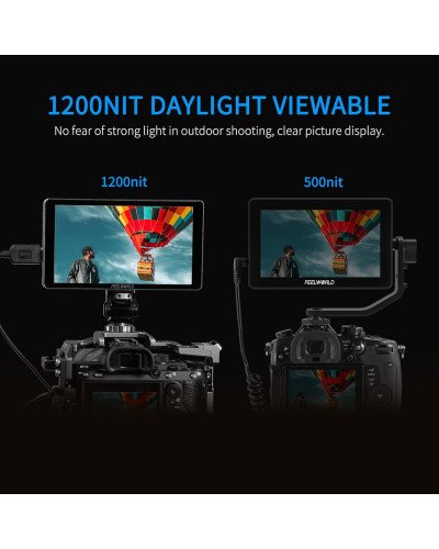 FeelWorld P6XL 6" 1200nit On-Camera Field Monitor with Built-In Battery