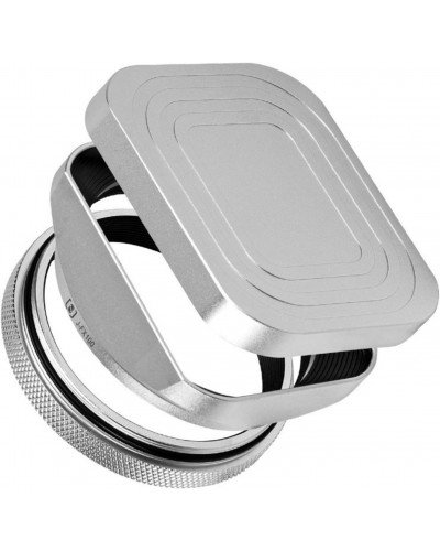 Square Metal Lens Hoods Lens Caps for FUJIFILM X100 Series X100/X100V/X100VI/X100F/X100S/X100T With MC UV Filter 49mm (Silver)