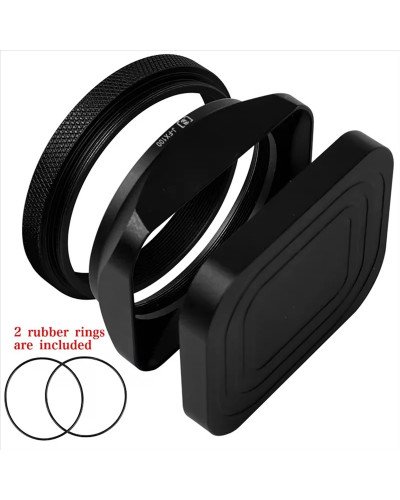 Square Metal Lens Hoods Lens Caps for FUJIFILM X100 Series X100/X100V/X100VI/X100F/X100S/X100T With MC UV Filter 49mm (Black)