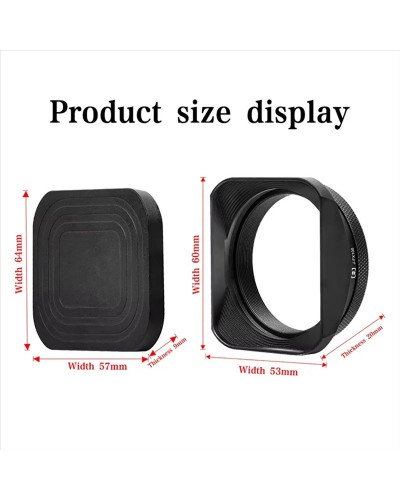 Square Metal Lens Hoods Lens Caps for FUJIFILM X100 Series X100/X100V/X100VI/X100F/X100S/X100T With MC UV Filter 49mm (Black)