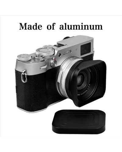Square Metal Lens Hoods Lens Caps for FUJIFILM X100 Series X100/X100V/X100VI/X100F/X100S/X100T With MC UV Filter 49mm (Black)