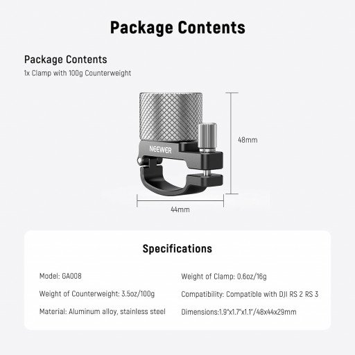 NEEWER GA008 Gimbal Counterweight And Clamp Set For DJI