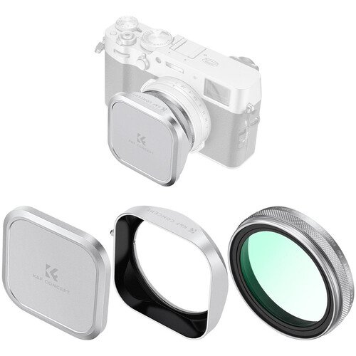 K&F Concept Nano-X MCUV Filter, Hood, and Cap for FUJIFILM X100 Series (Silver)