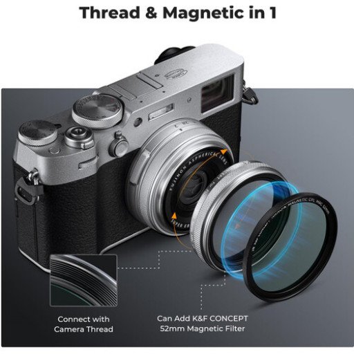 K&F Concept Nano-X MCUV Filter, Hood, and Cap for FUJIFILM X100 Series (Silver)