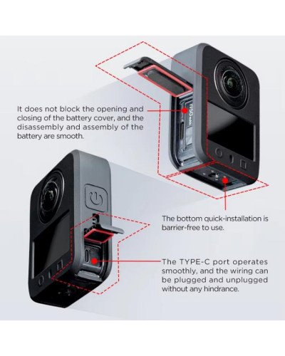 Silicone Case Anti-Scratch Shockproof Full Body For DJI Osmo 360 (Black)