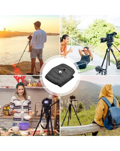 Quick Release Plate Tripod Head Made of ABS Plastic for All Cameras with 1/4 Inch Tripod Thread