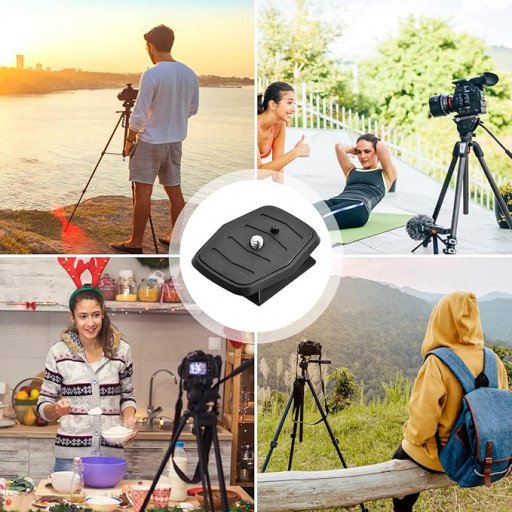 Quick Release Plate Tripod Head Made of ABS Plastic for All Cameras with 1/4 Inch Tripod Thread