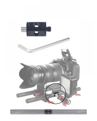 Dual 1/4 Screw Tube Rod Connecting Adapter Mount 1/4 Thread DLSR Shoulder Rig