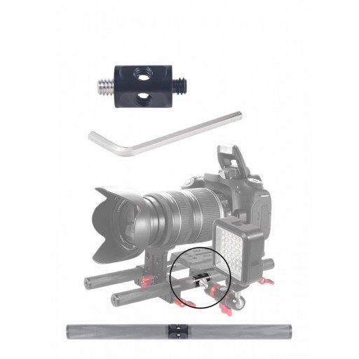 Dual 1/4 Screw Tube Rod Connecting Adapter Mount 1/4 Thread DLSR Shoulder Rig