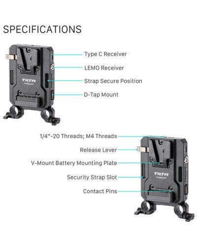 Tilta Mini PD V-Mount Battery Plate Black (BTP4-V-B)