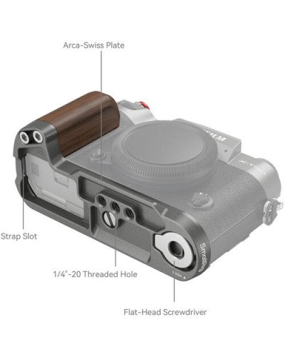 SmallRig Wooden L-Shape Grip for FUJIFILM X-T50 (Charcoal Silver)