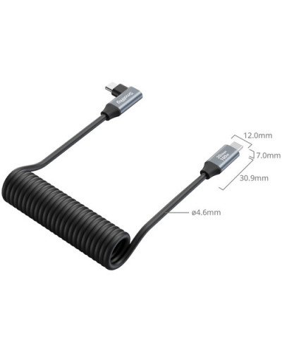SmallRig USB-C Straight-to-Right Angled Coiled Data Cable