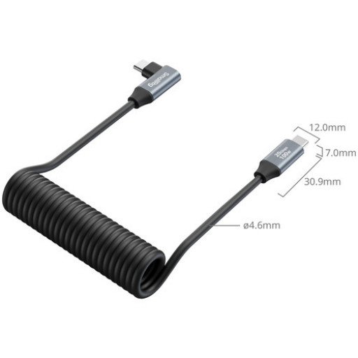 SmallRig USB-C Straight-to-Right Angled Coiled Data Cable