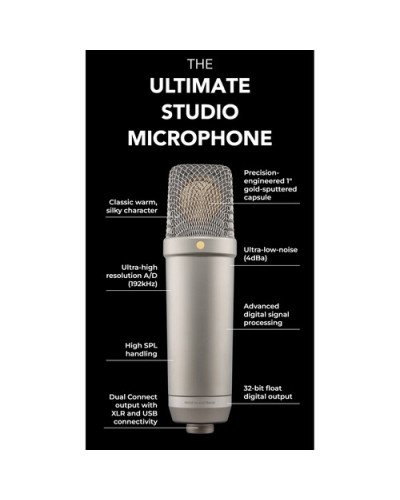 RODE NT1 5th Generation Large-Diaphragm Cardioid Condenser XLR/USB Microphone (Black)
