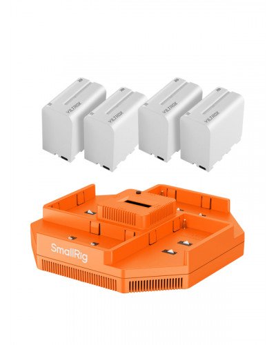 SmallRig NP-F550 F570 F750 F970 4-Channel Battery Charger with (VILTROX NP-F970 Battery 4Pc)