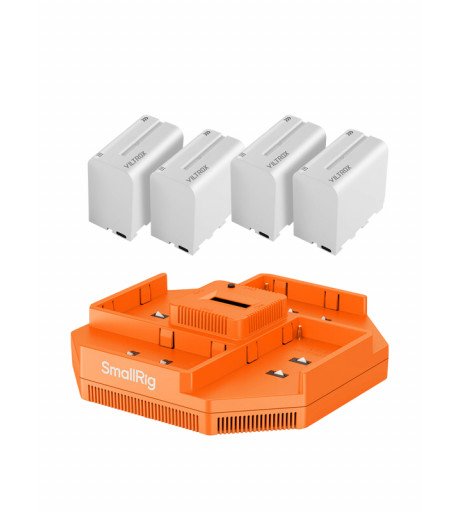 SmallRig NP-F550 F570 F750 F970 4-Channel Battery Charger with (VILTROX NP-F970 Battery 4Pc)