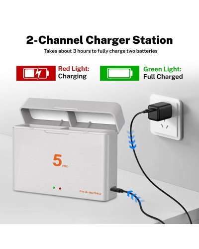 Enduro Charging Case With 2 Batteries for DJI Osmo 360/Action 5Pro/4/3 Enduro Charging Case With 2 Batteries for DJI Osmo 360/Action 5Pro/4/3